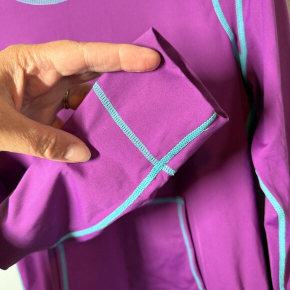 Athleta Womens Performance Top Small Purple Contrast Stitching Swim Rash Guard - Picture 6 of 12